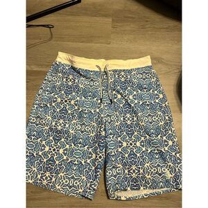 Johnnie O Blue Patterned Board Swim Shorts Size Large